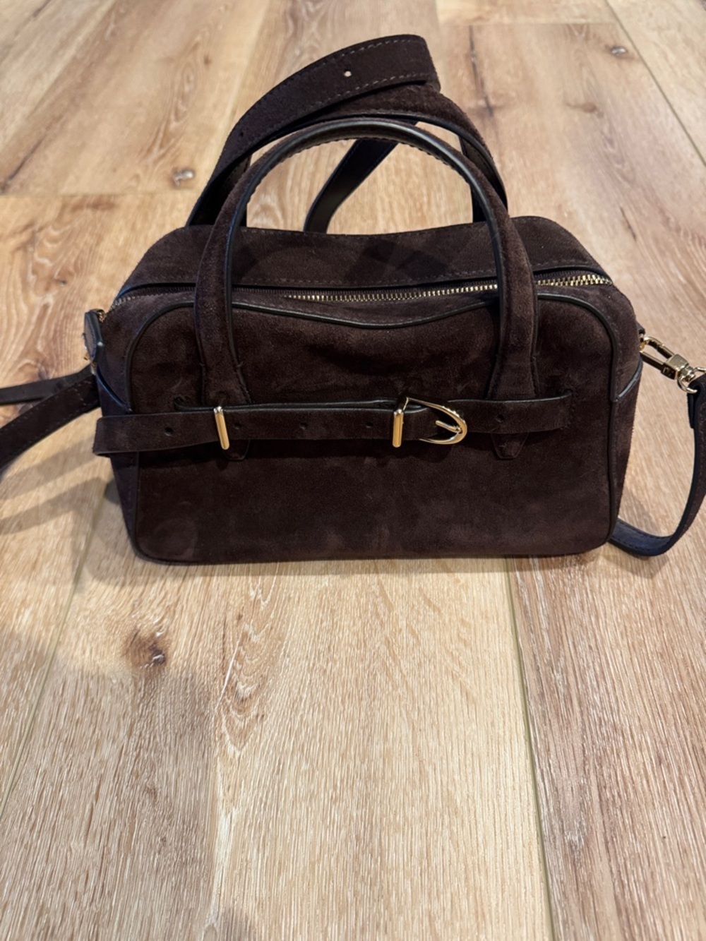 Madewell | Suede Belted Satchel Brown Bag